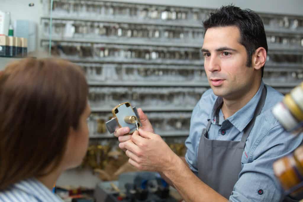 Locksmith Showing Mechanism To Client